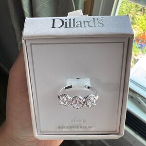 Dillards Elegant Silver Ring with Clear Stones